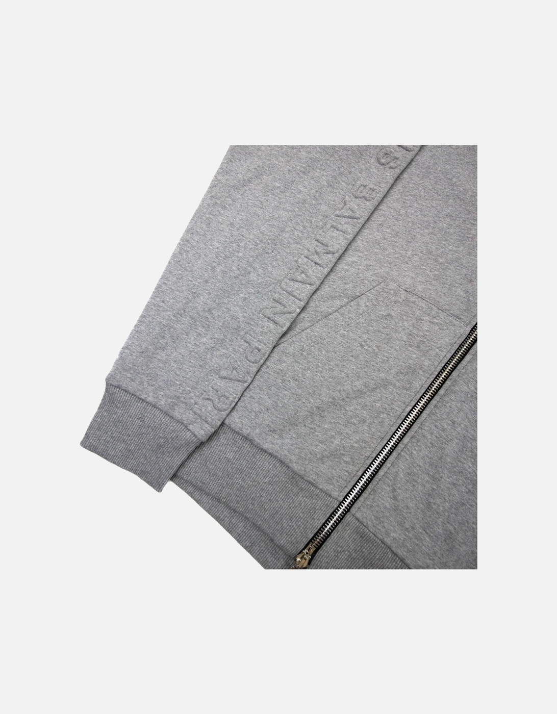 Embossed Logo Zip Hoody Grey