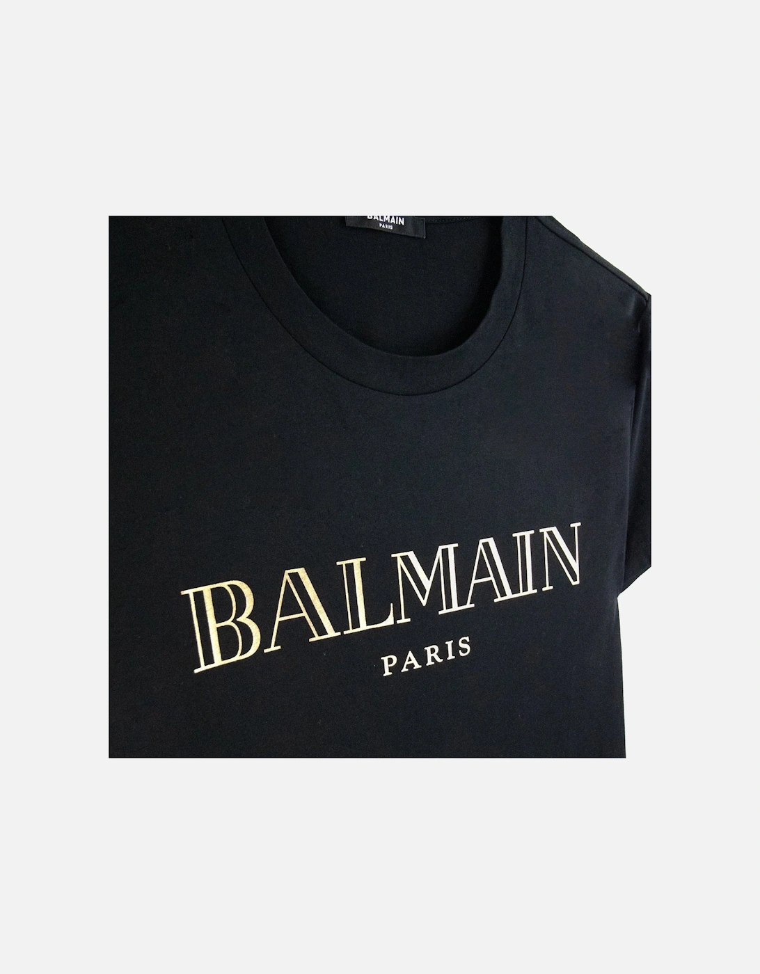 Logo Print Cotton T Shirt Black/gold