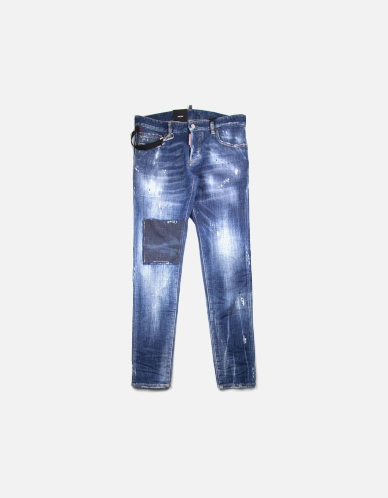 Rope Clip Slim Jean Distressed Denim