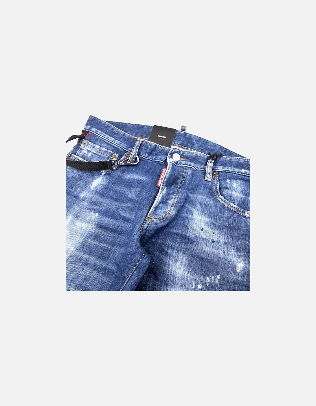 Rope Clip Slim Jean Distressed Denim