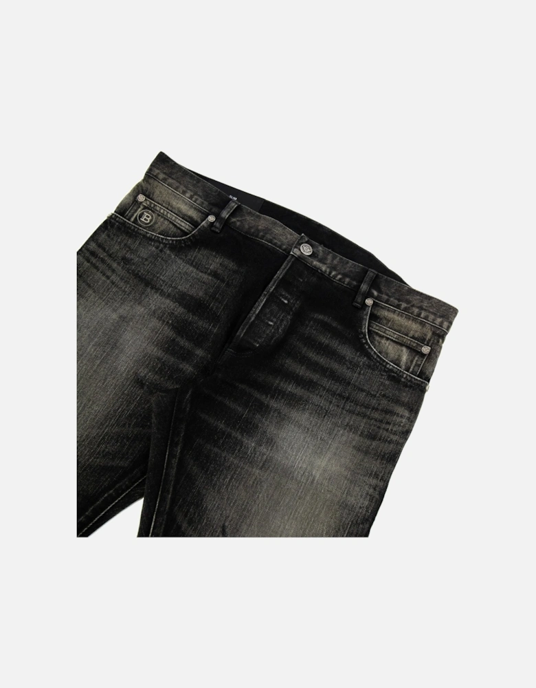 Distressed Slim Selvedge Jeans Black