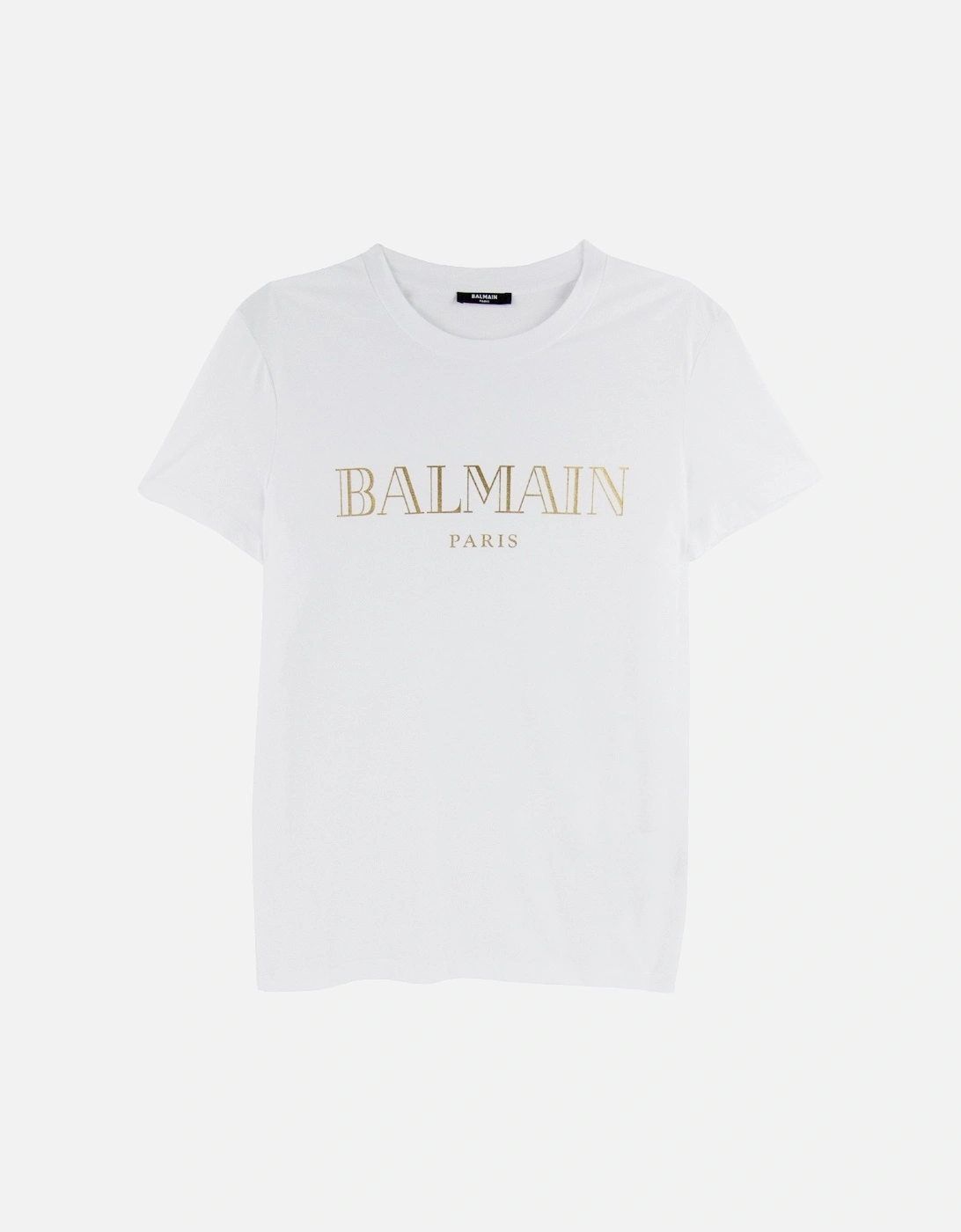Logo Print Cotton T Shirt White/gold, 4 of 3