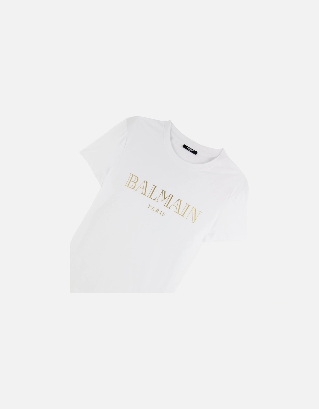 Logo Print Cotton T Shirt White/gold