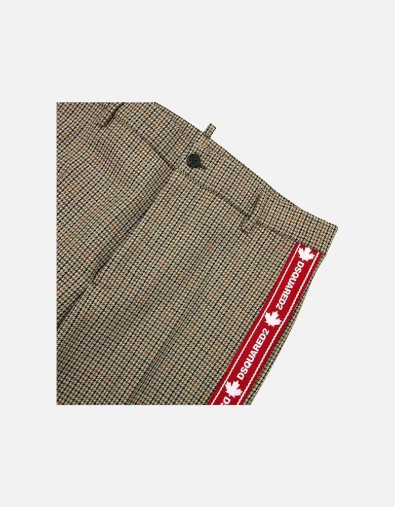 Check Pattern Tape Logo Trouser Beige 001