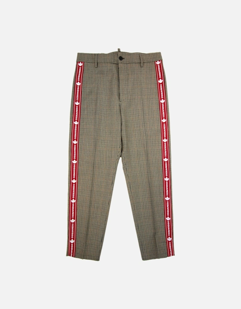 Check Pattern Tape Logo Trouser Beige 001