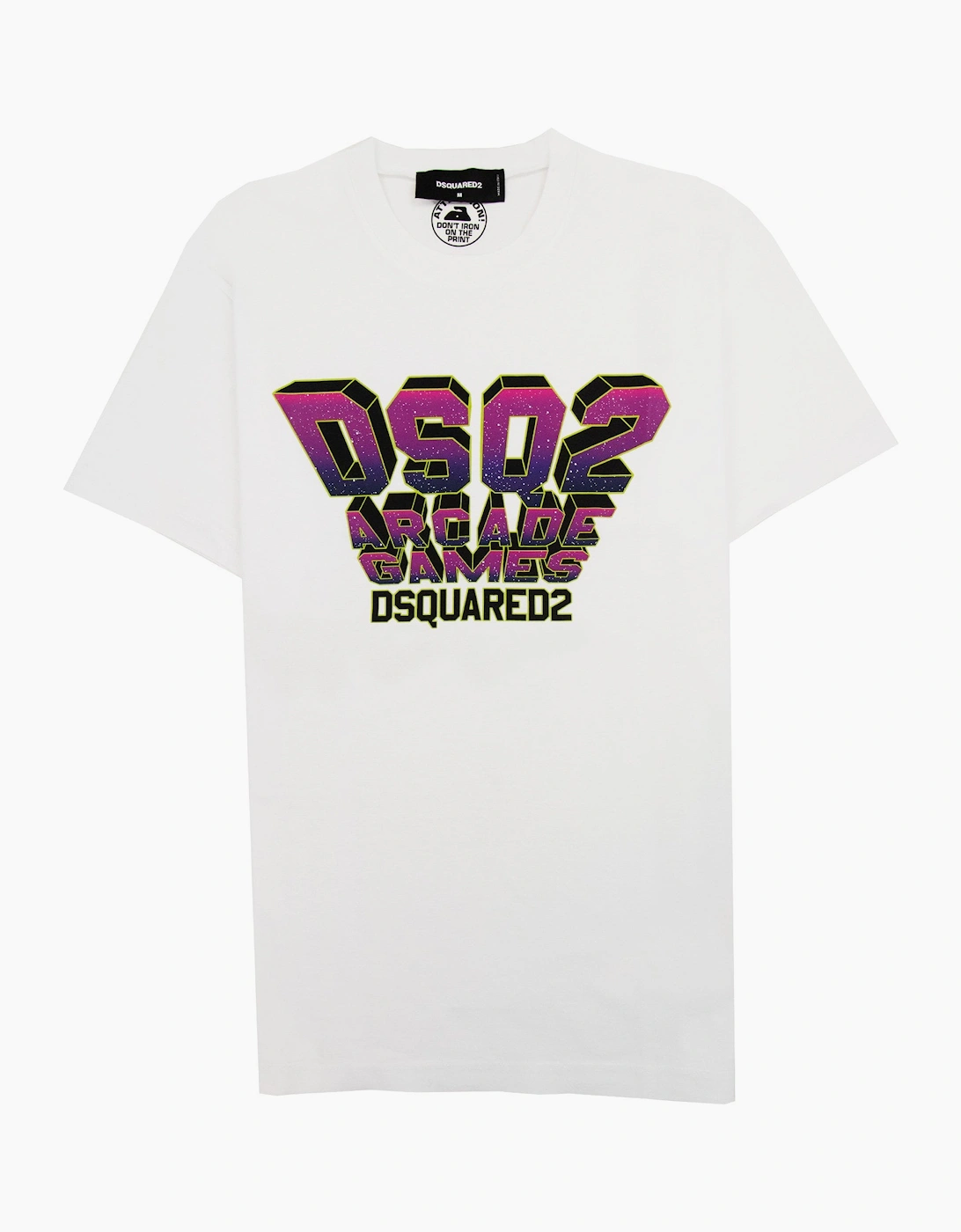 Men's Dsquared2 Dsq2 Arcade Games Cool T Shirt White 100 - Size: 36