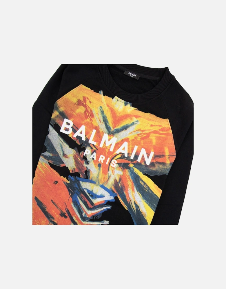 Printed Paint Logo Crewneck Sweatshirt Black