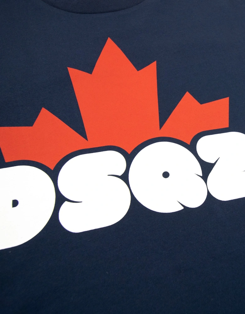 Dsq2 Logo Print Cool T Shirt Navy 478