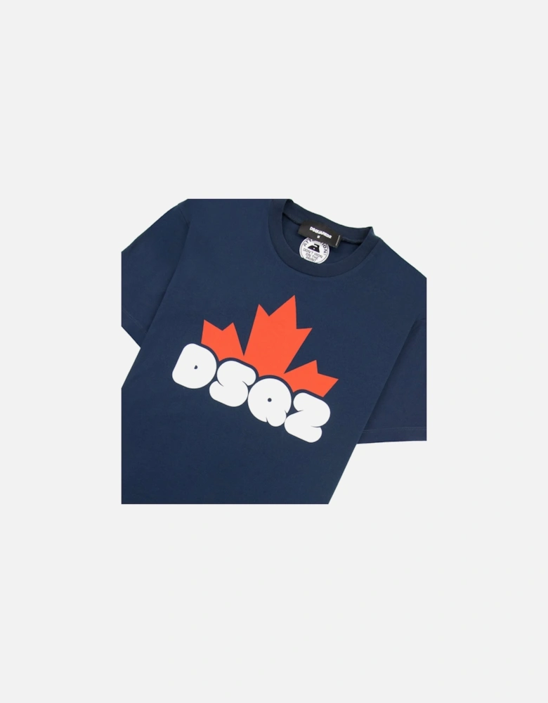 Dsq2 Logo Print Cool T Shirt Navy 478