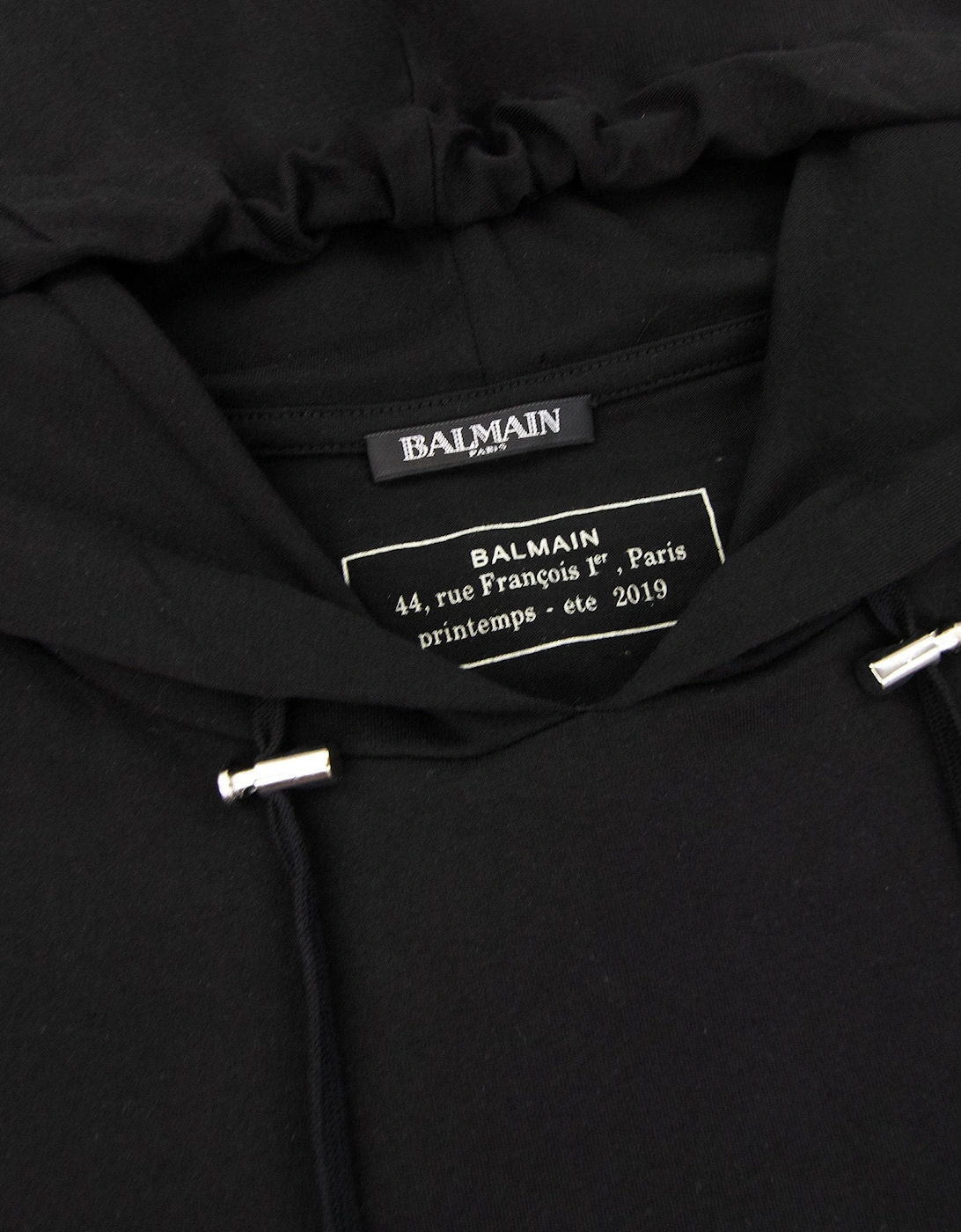 Paris Print Logo Hoodied T Shirt Black