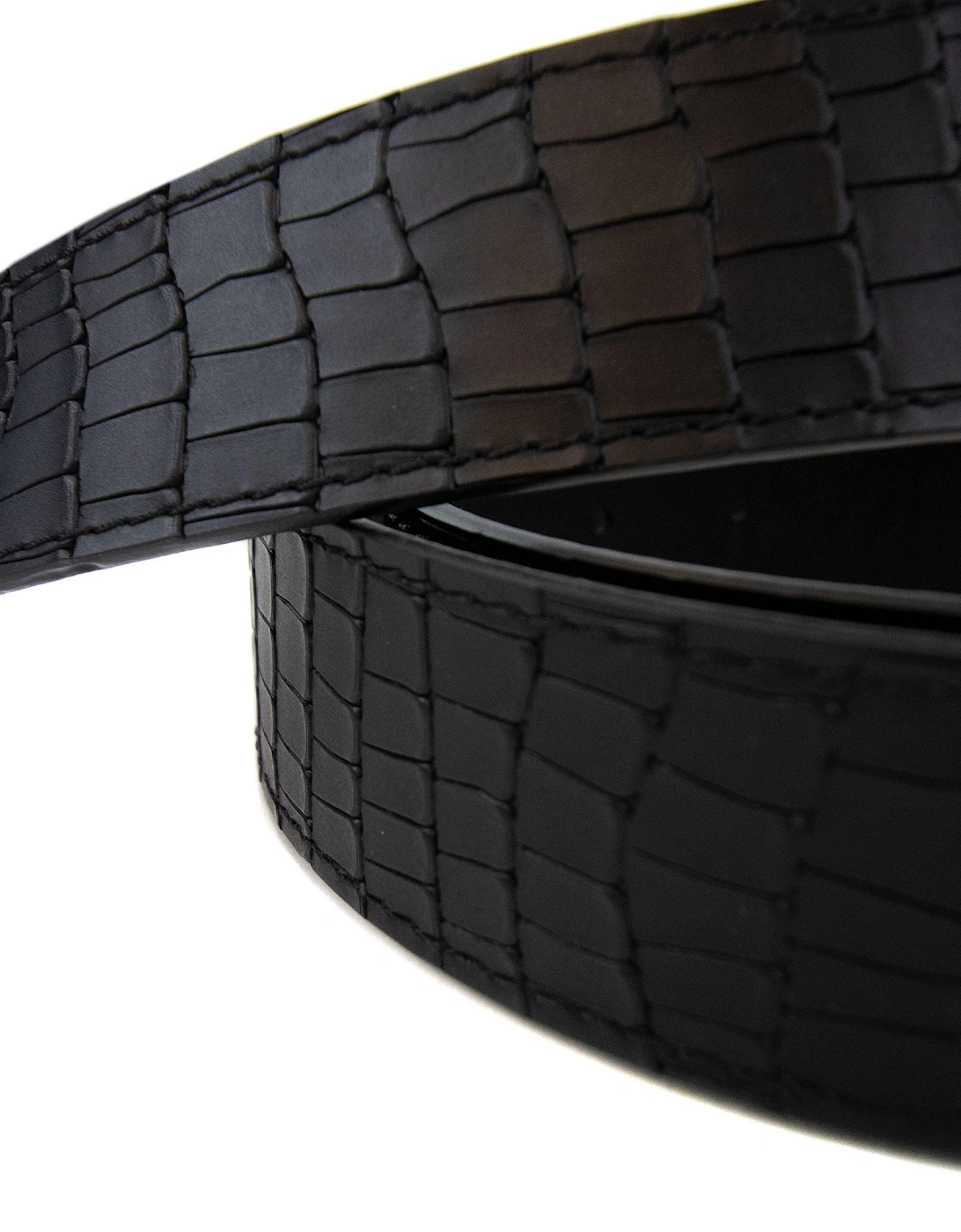Zayn Croc Leather Belt Black/silver