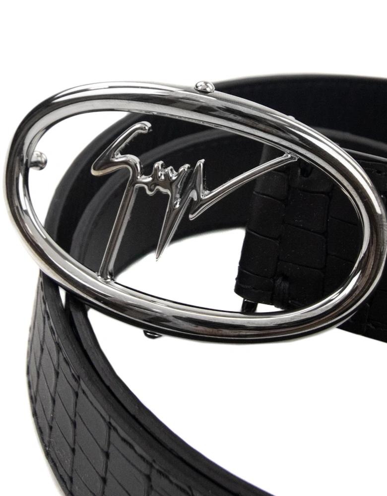 Zayn Croc Leather Belt Black/silver