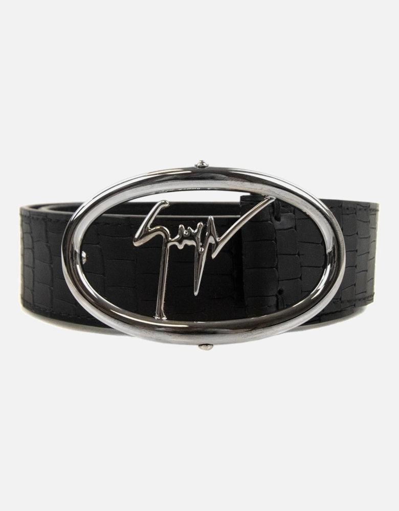Zayn Croc Leather Belt Black/silver
