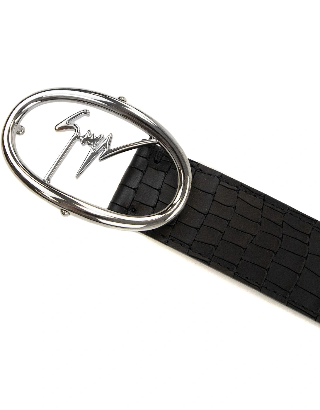 Zayn Croc Leather Belt Black/silver