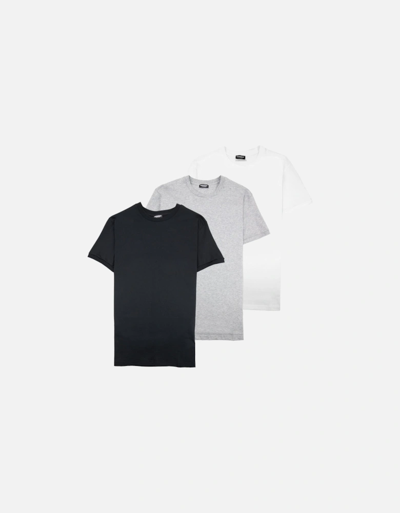 3 Pack Back Logo T Shirt Black, White, Grey