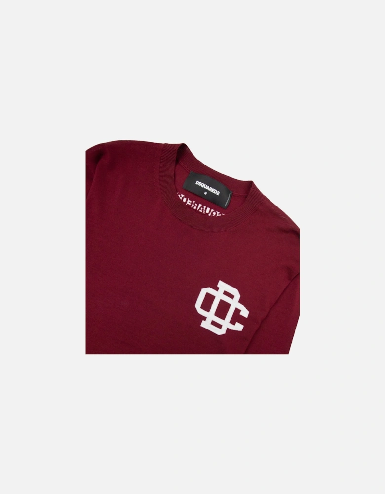 Monogram Logo Knitted Sweater Burgundy
