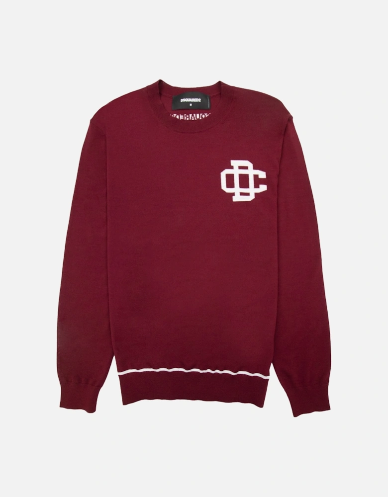 Monogram Logo Knitted Sweater Burgundy