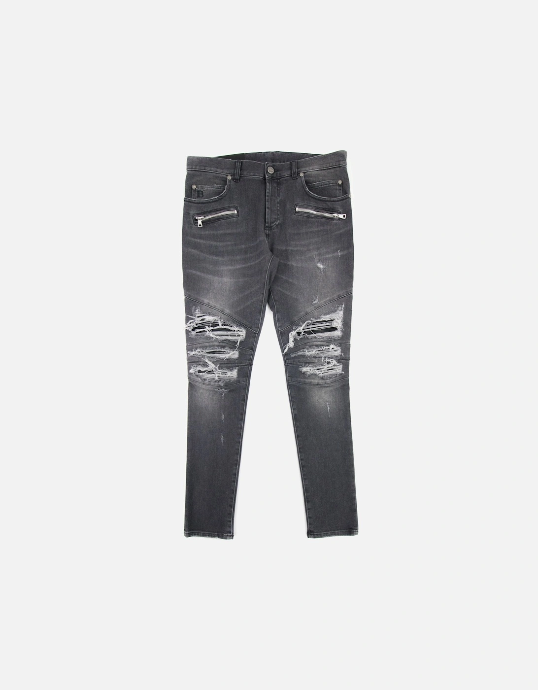 Slim Cut Ripped Black Faded Cotton Jeans Black, 6 of 5