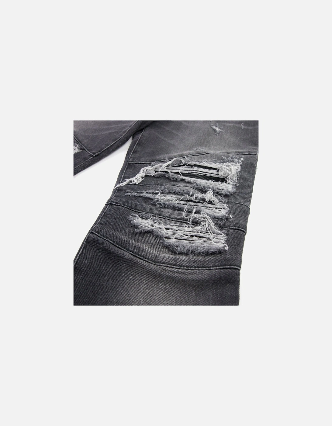 Slim Cut Ripped Black Faded Cotton Jeans Black