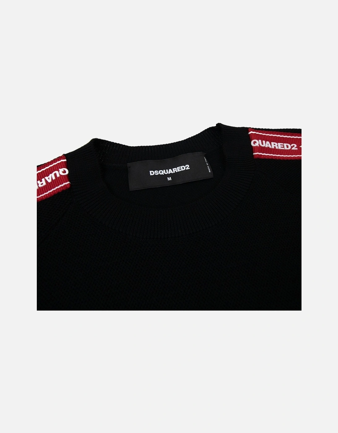 Tape Detail Knitted Sweatshirt Black