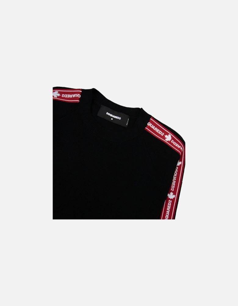 Tape Detail Knitted Sweatshirt Black