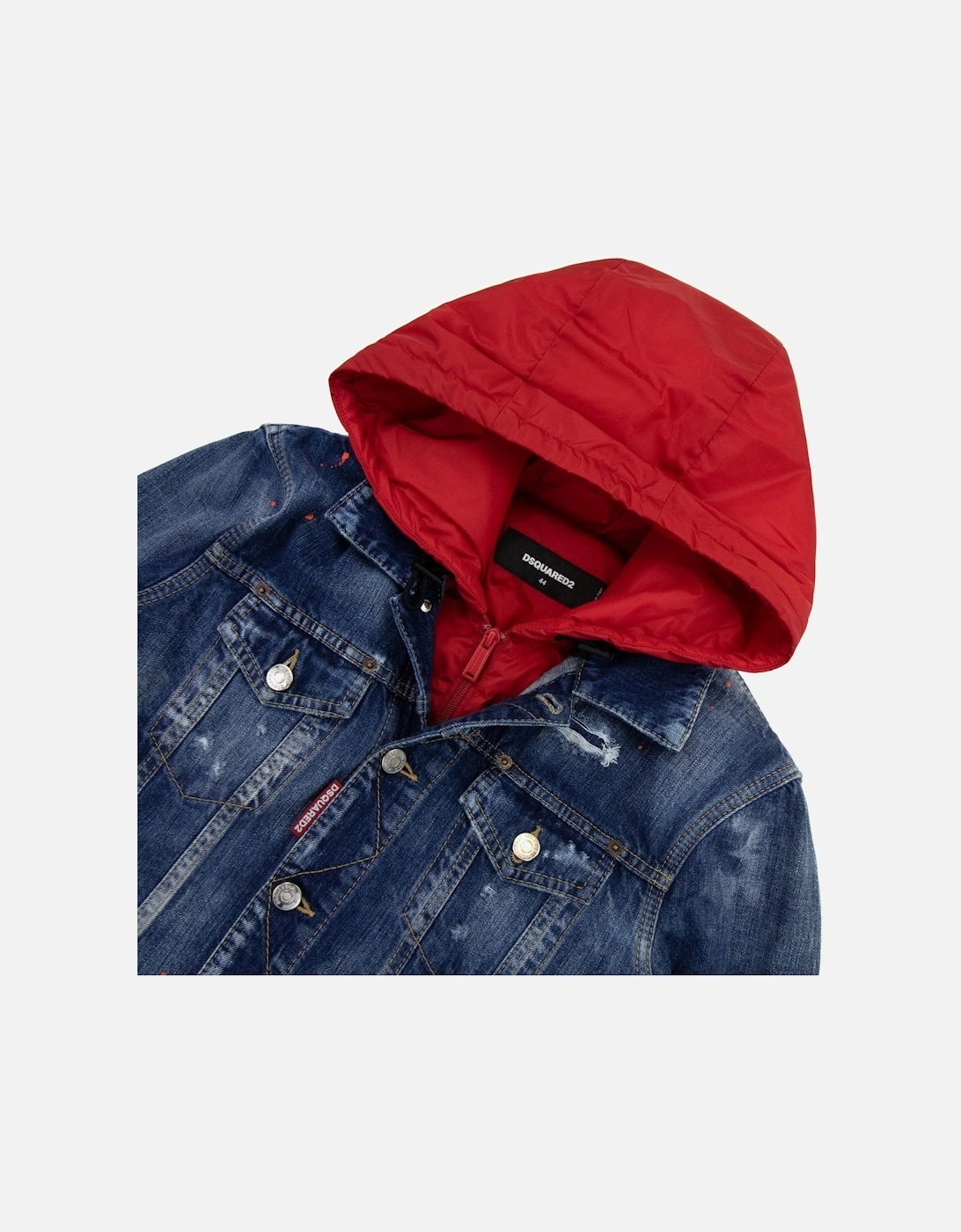 Nylon Interio Contrast Hood Denim Jacket Denim 470