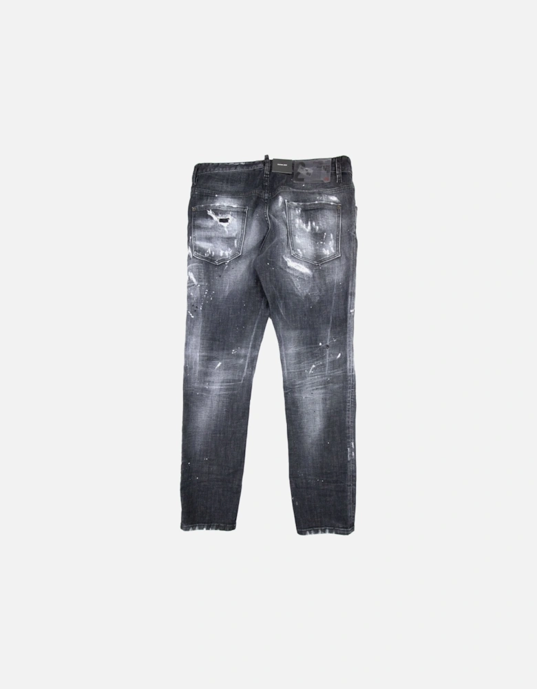 Black Ripped Wash Skater Jean Black