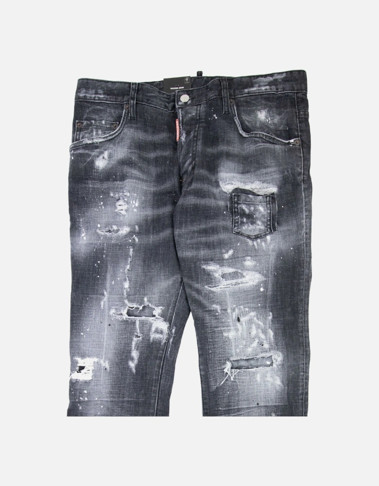 Black Ripped Wash Skater Jean Black