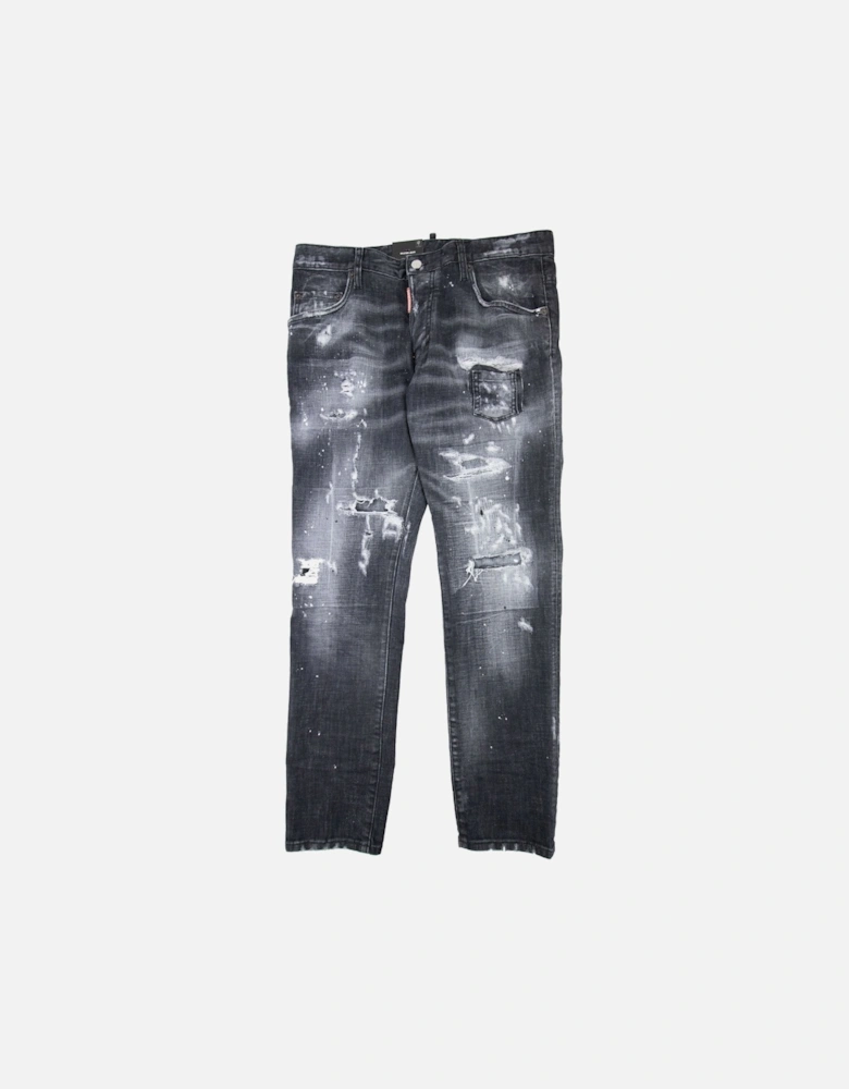 Black Ripped Wash Skater Jean Black
