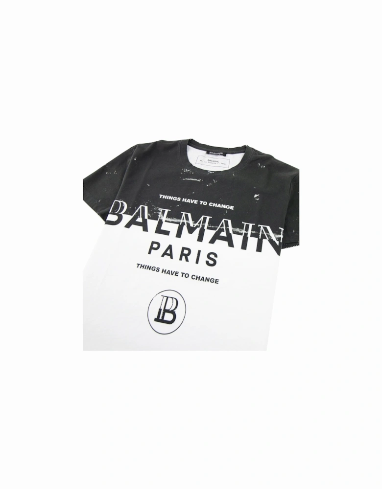 Paris Logo Print T Shirt Black/White