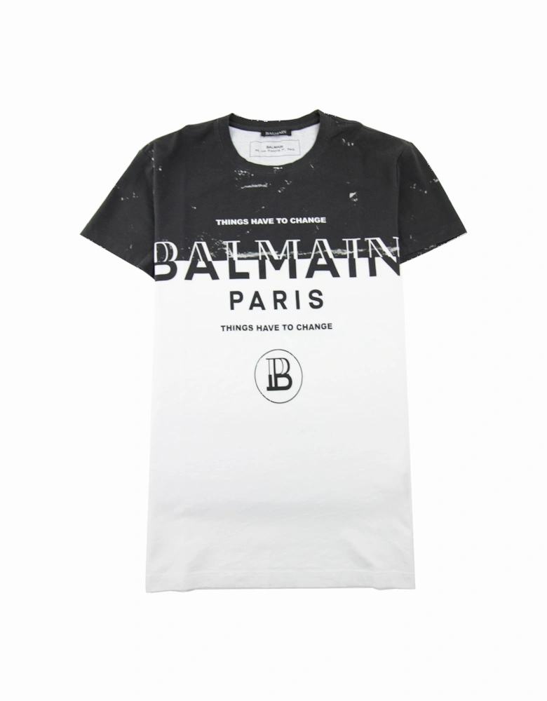 Paris Logo Print T Shirt Black/White
