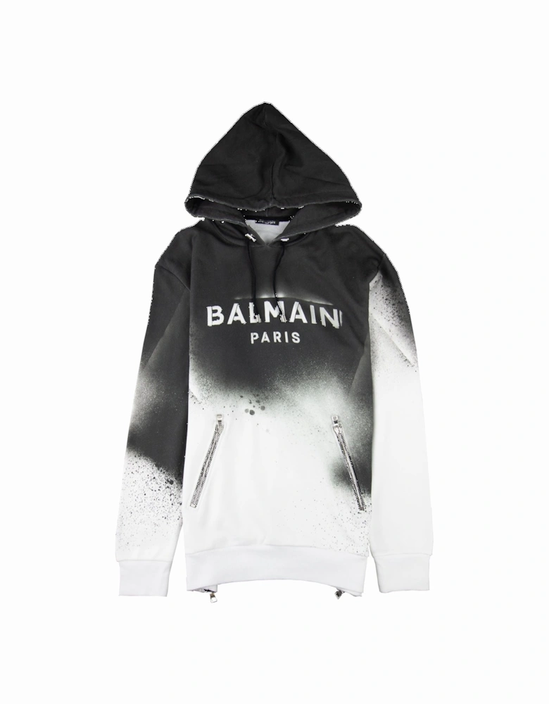 Graffiti-effect Hooded Sweatshirt Black/White