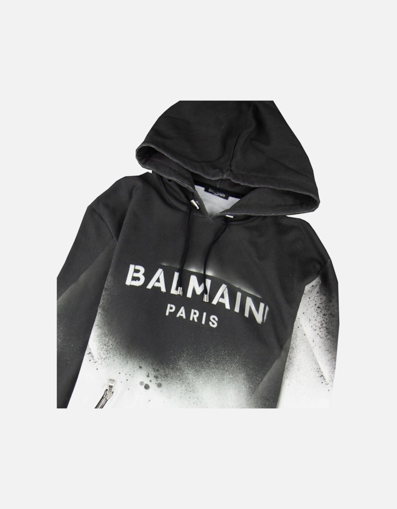 Graffiti-effect Hooded Sweatshirt Black/White