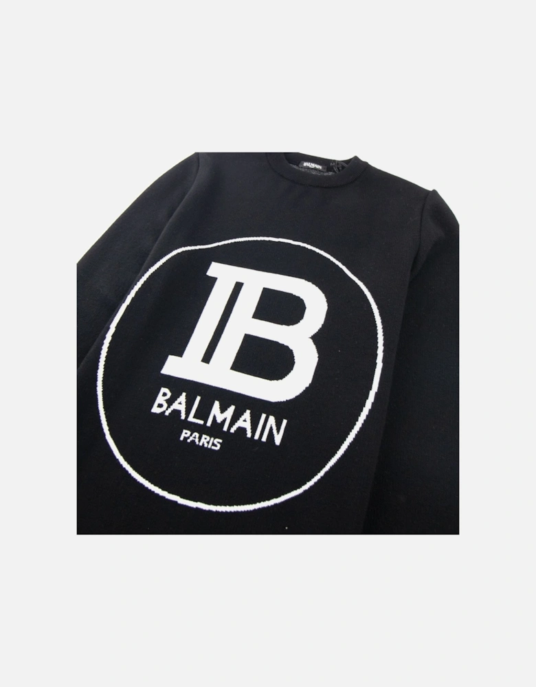 Circle Logo Knitted Crew Neck Sweatshirt Black
