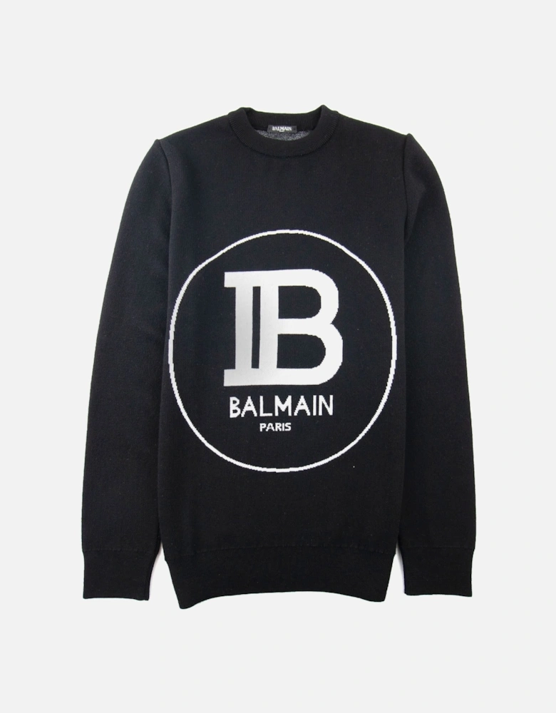 Circle Logo Knitted Crew Neck Sweatshirt Black