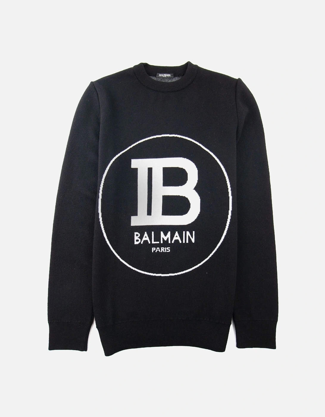 Circle Logo Knitted Crew Neck Sweatshirt Black, 3 of 2