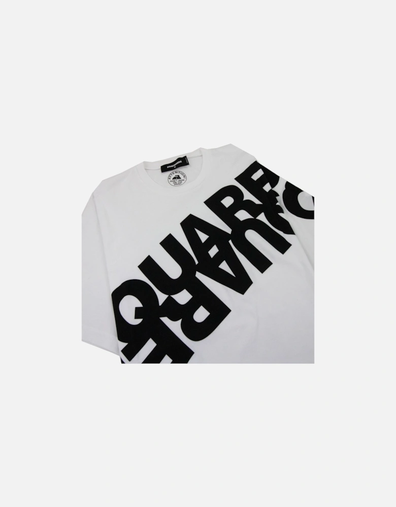 Diagonal Logo Print Tshirt White