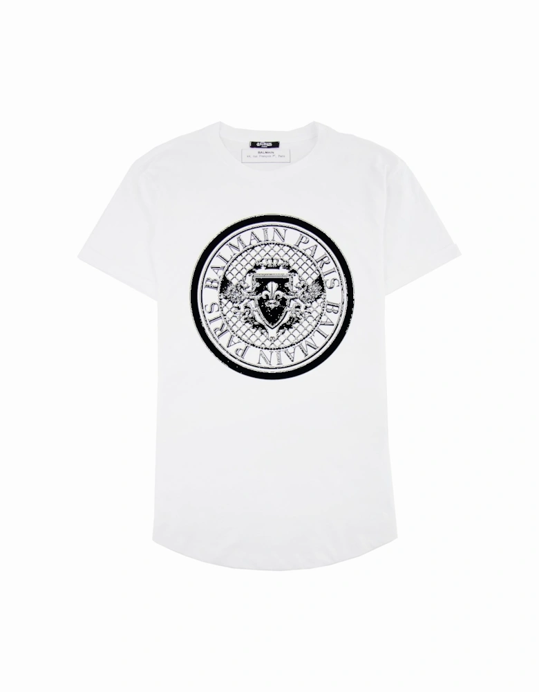 Cotton T-shirt With Velvet Medallion White