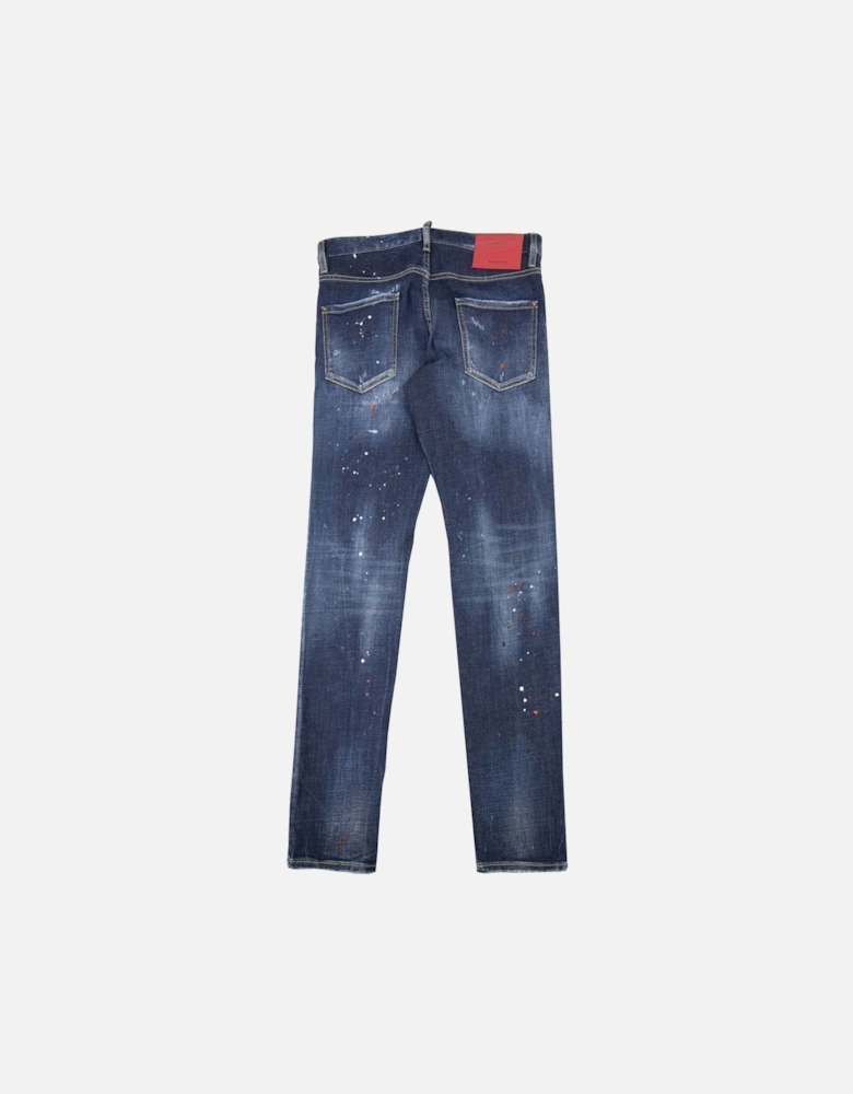 Dark Ripped Red & Blue Spots Wash Cool Guy Jeans Denim 470