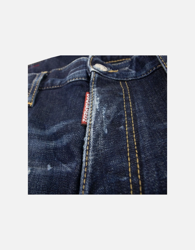 Dark Ripped Red & Blue Spots Wash Cool Guy Jeans Denim 470