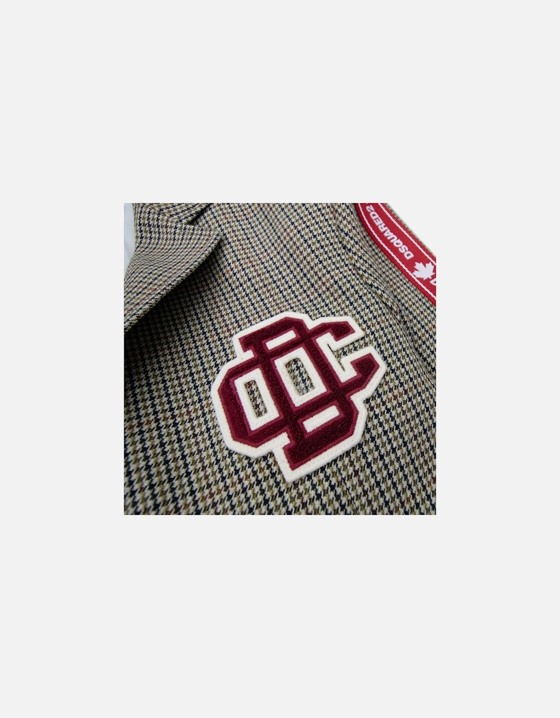 Tape Detail Check Sport Blazer Jacket Beige 001