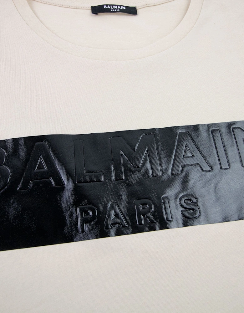 Logo Black Print T Shirt Ivory Gfe