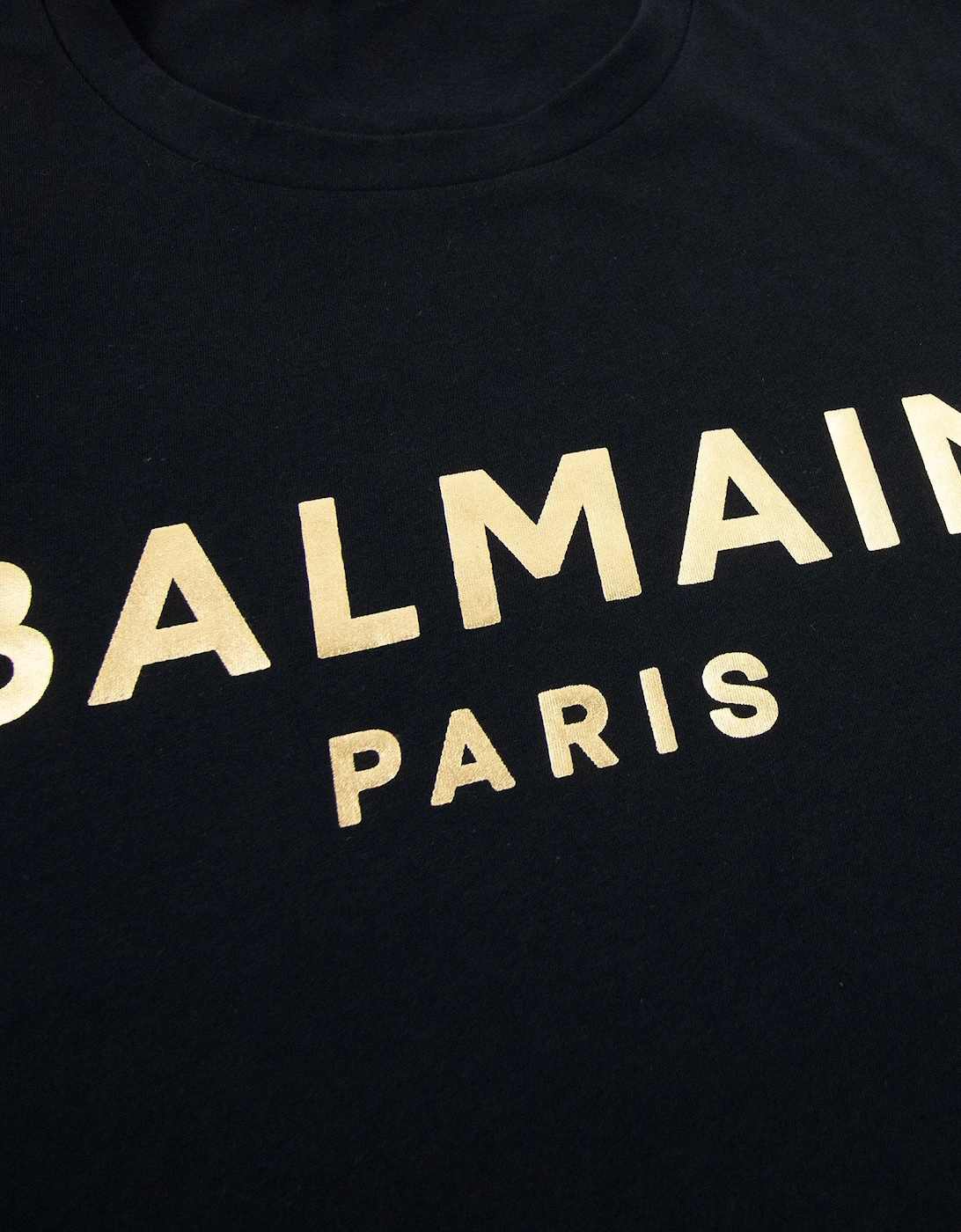 Gold Paris Logo Print T Shirt Black Ead