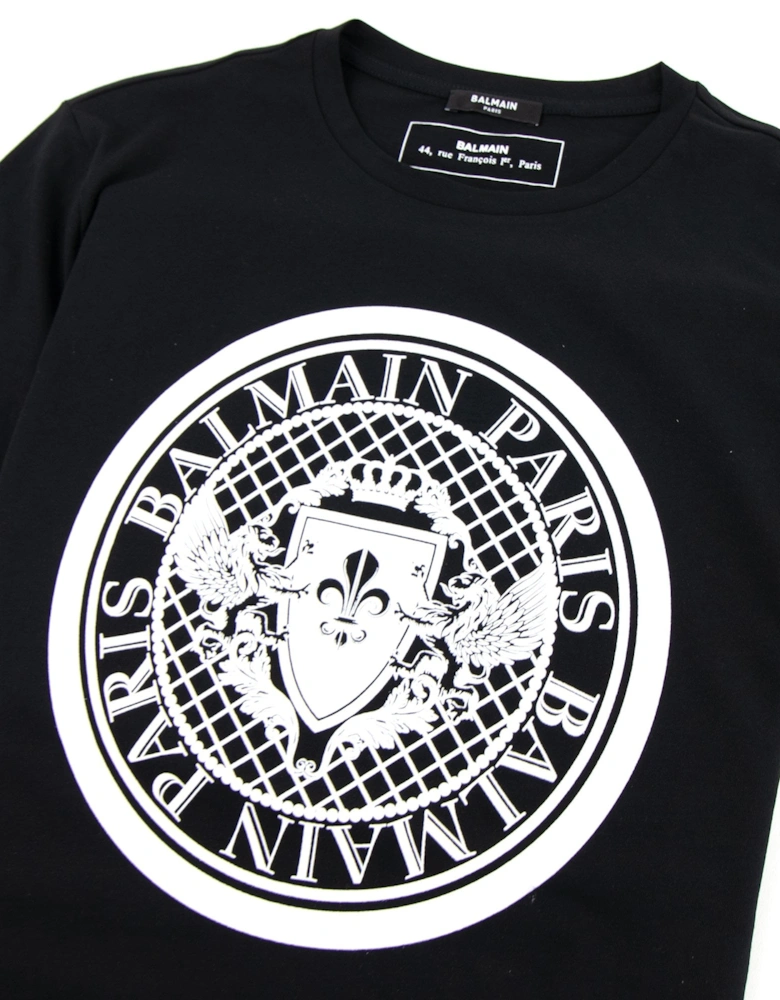 Cotton T-shirt Velvet Medallion Black