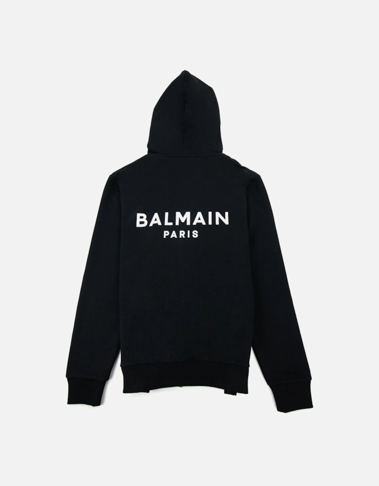 Logo Print Drawstring Hoodie Black Eab