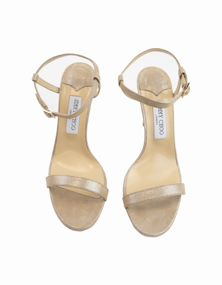 Claudette 100 Shimmer Leather Sandals Nude