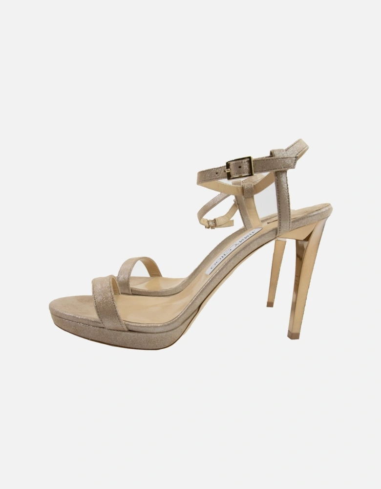 Claudette 100 Shimmer Leather Sandals Nude