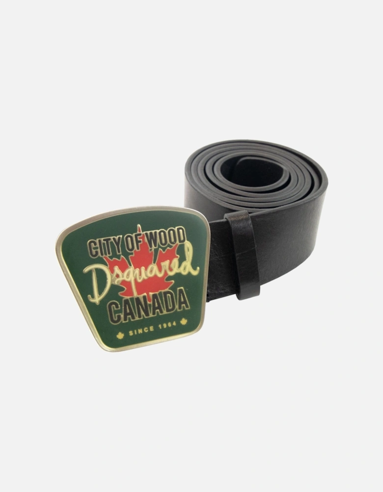 City Of Wood Buckle Belt Black