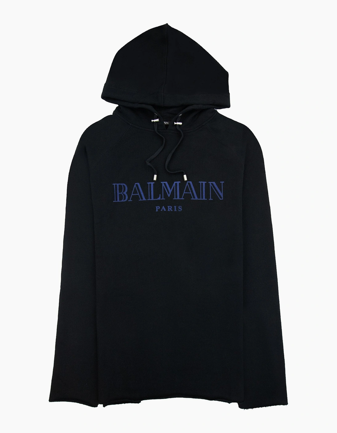 Balmain Men's Black Paris Logo Light Fleece Unhammed Hoodied Sweatshirt  38 M