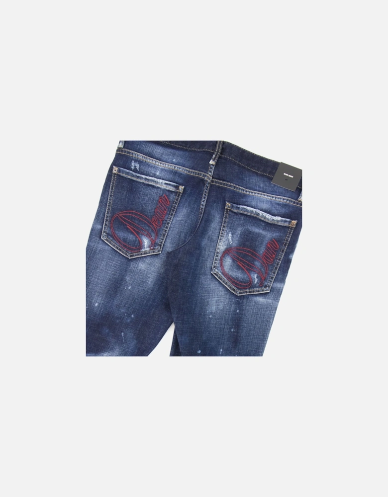 Dark Splater Wash Cool Guy Jeans Navy Blue 470